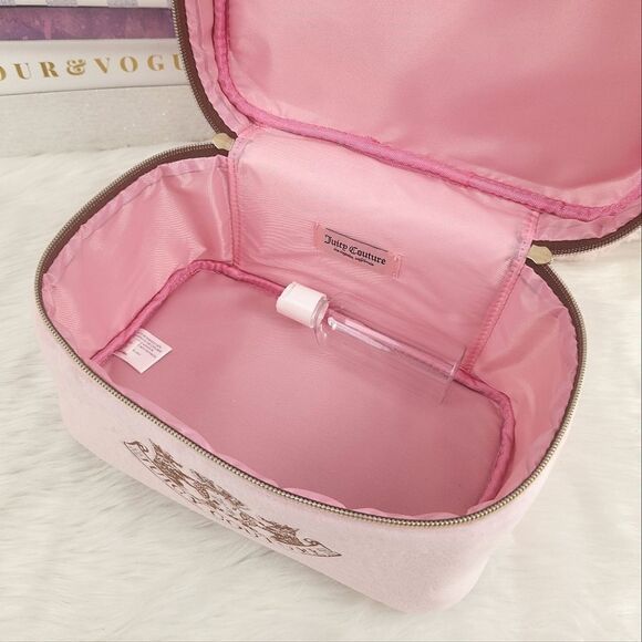 {Juicy Couture} Pink Scotties Cosmetic Bag Train Case - Picture 7 of 11